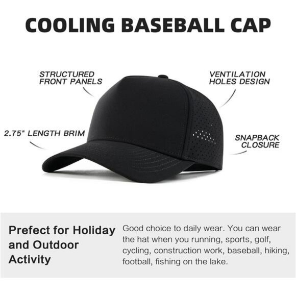 Mens adjustable snapback baseball cap breathable mesh hat for sports outdoor - Picture 6 of 8